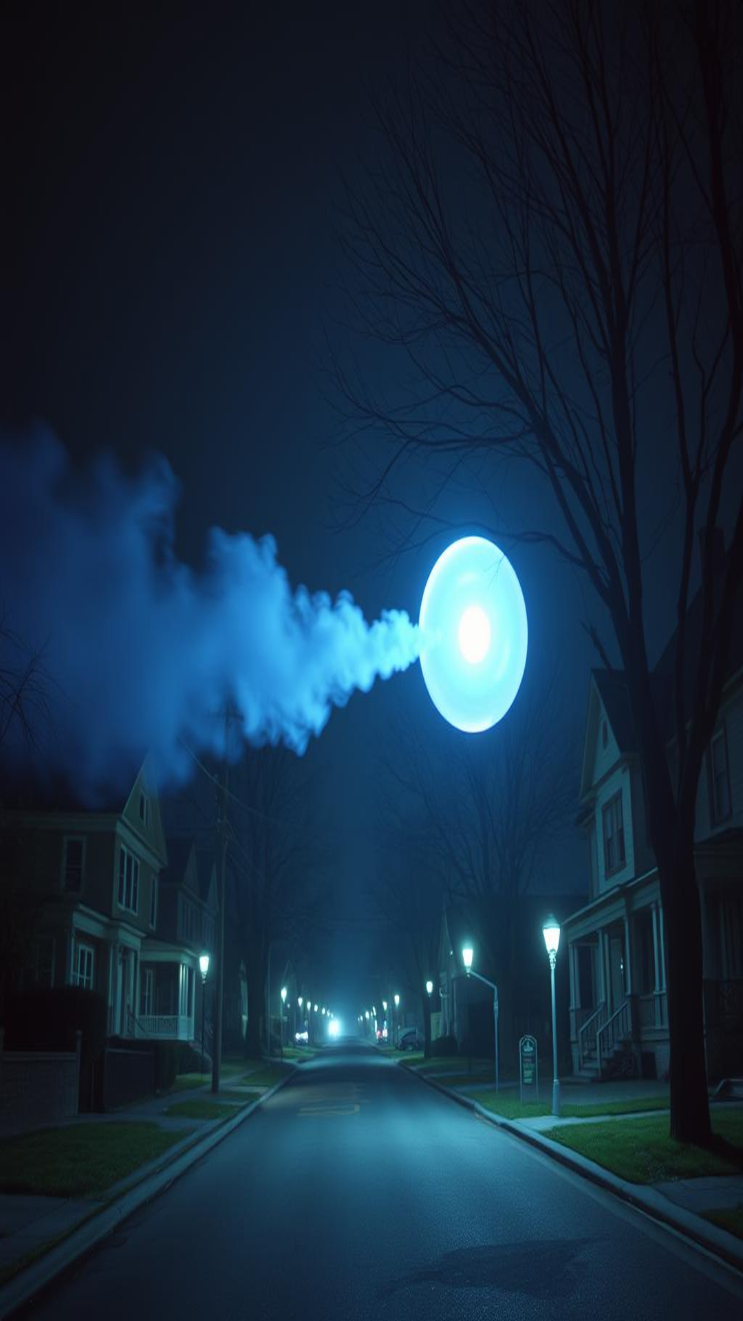 A shimmering, almost translucent sphere appeared out of nowhere, hovering just above the street.  It wasn't moving erratically;