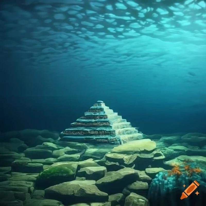 Remarkable discovery: Evidence suggests a massive pyramidal structure submerged in the Atlantic Ocean. - Image 1